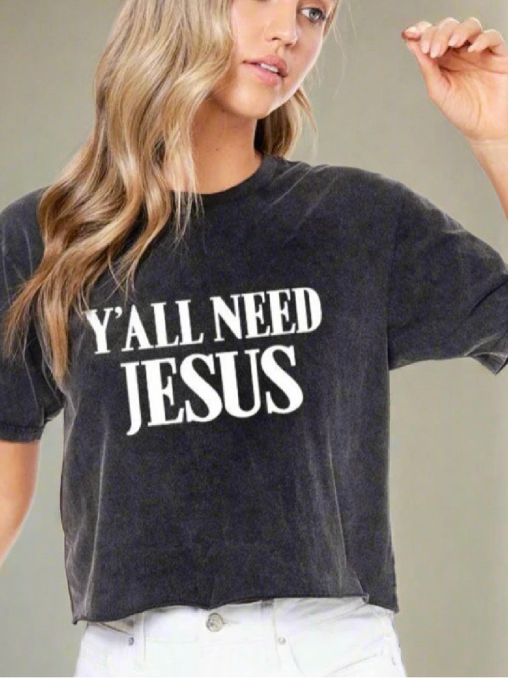 Y'ALL NEED JESUS Graphic Tee - Black with White Lettering